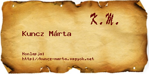 Kuncz Márta névjegykártya